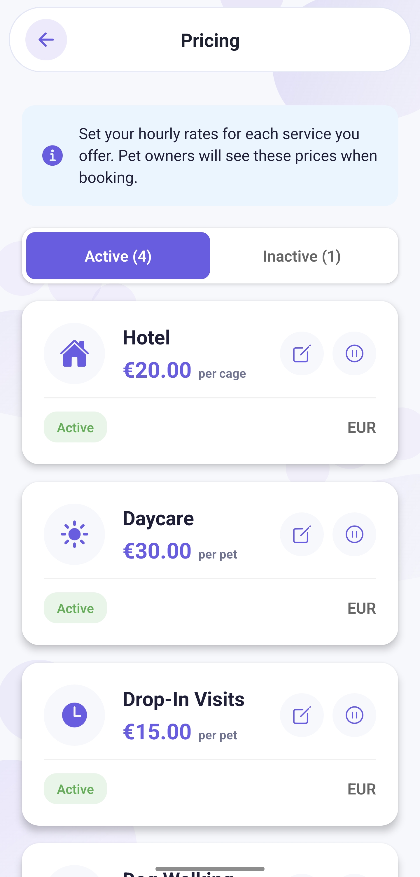 Manage your services and availability